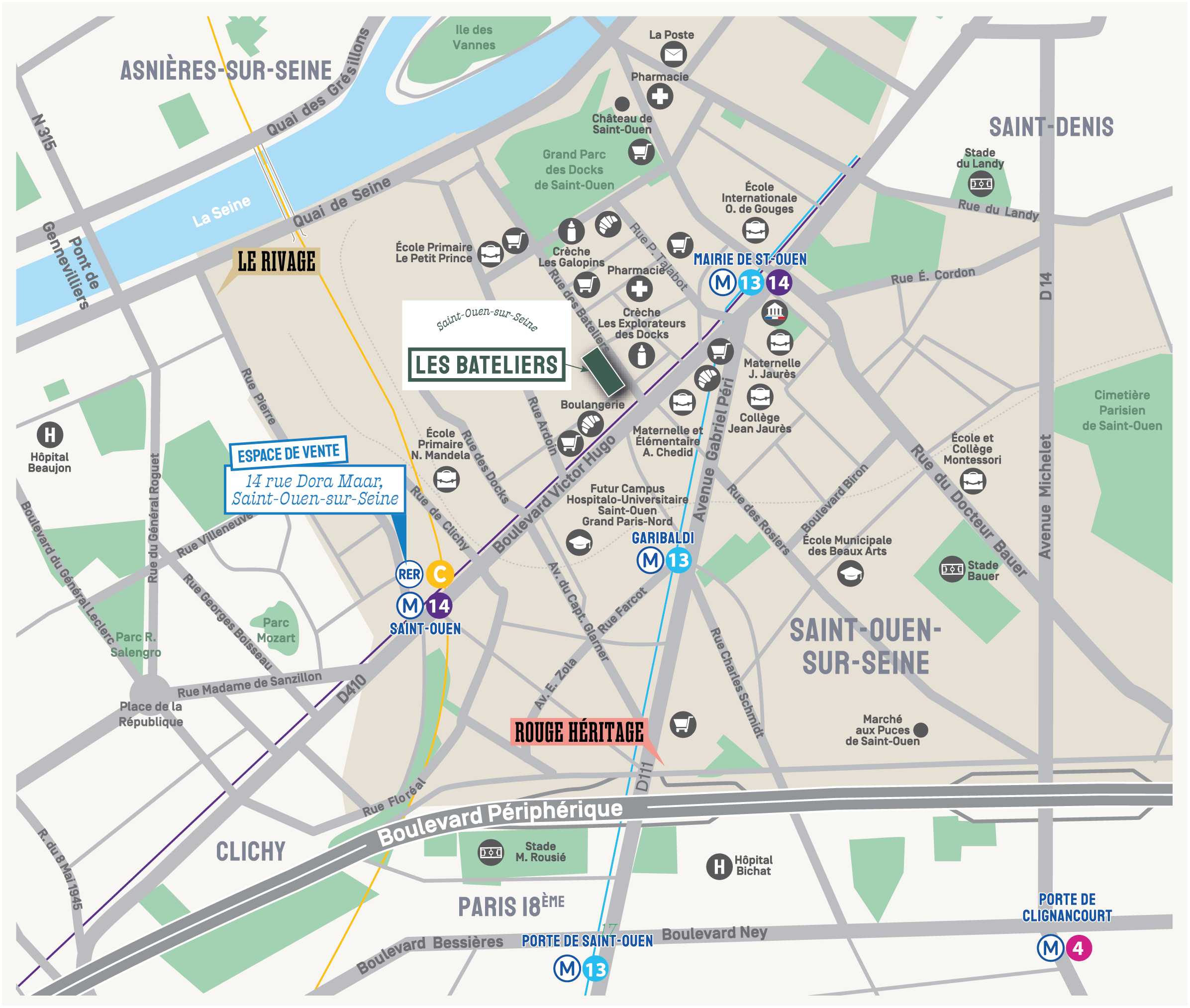 Carte du quartier Les Bateliers